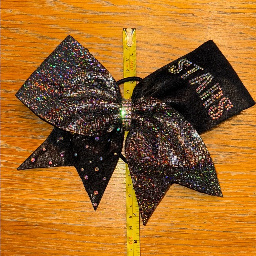 Black Glitter Cheer Bow with Rhinestones